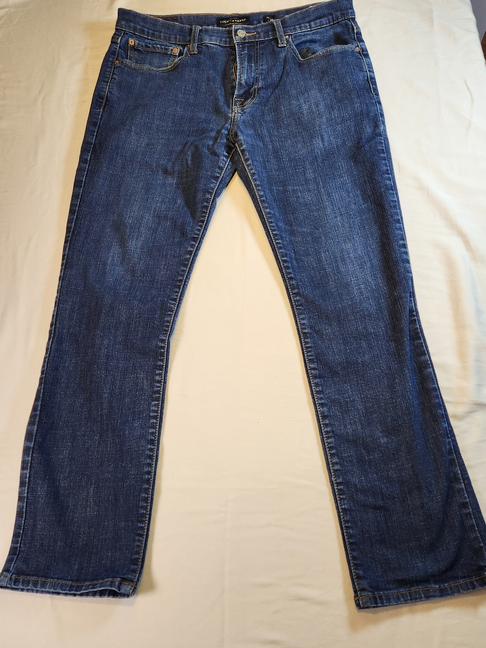 Lucky Brand Straight Blue Denim Medium Wash Regular Fit Men's Jeans Size 33/32
